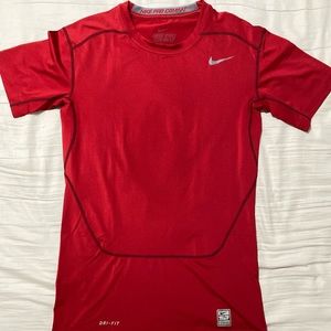 Mens, large, Nike, dri fit, red compression shirt.